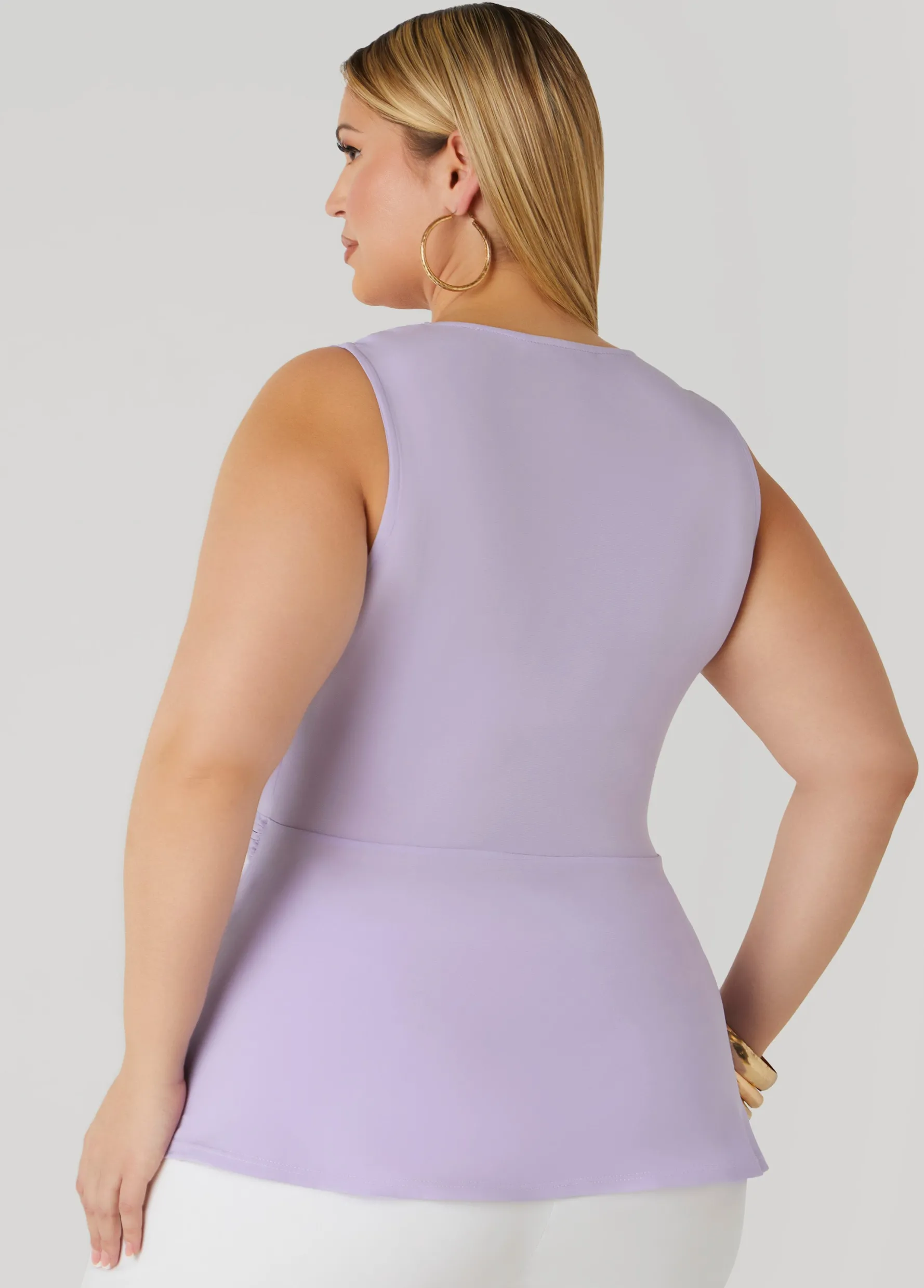 Clearance Ashley Stewart Tie Front Peplum Top