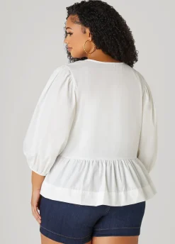 Hot Ashley Stewart Tie Front Peplum Top