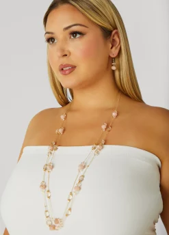 Online Ashley Stewart Tiered Beaded Necklace Set Bridal Rose