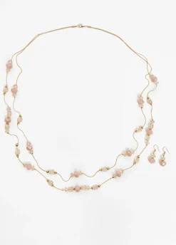 Online Ashley Stewart Tiered Beaded Necklace Set Bridal Rose