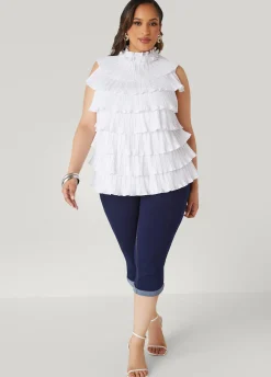 Online Ashley Stewart Tiered Ruffled Blouse