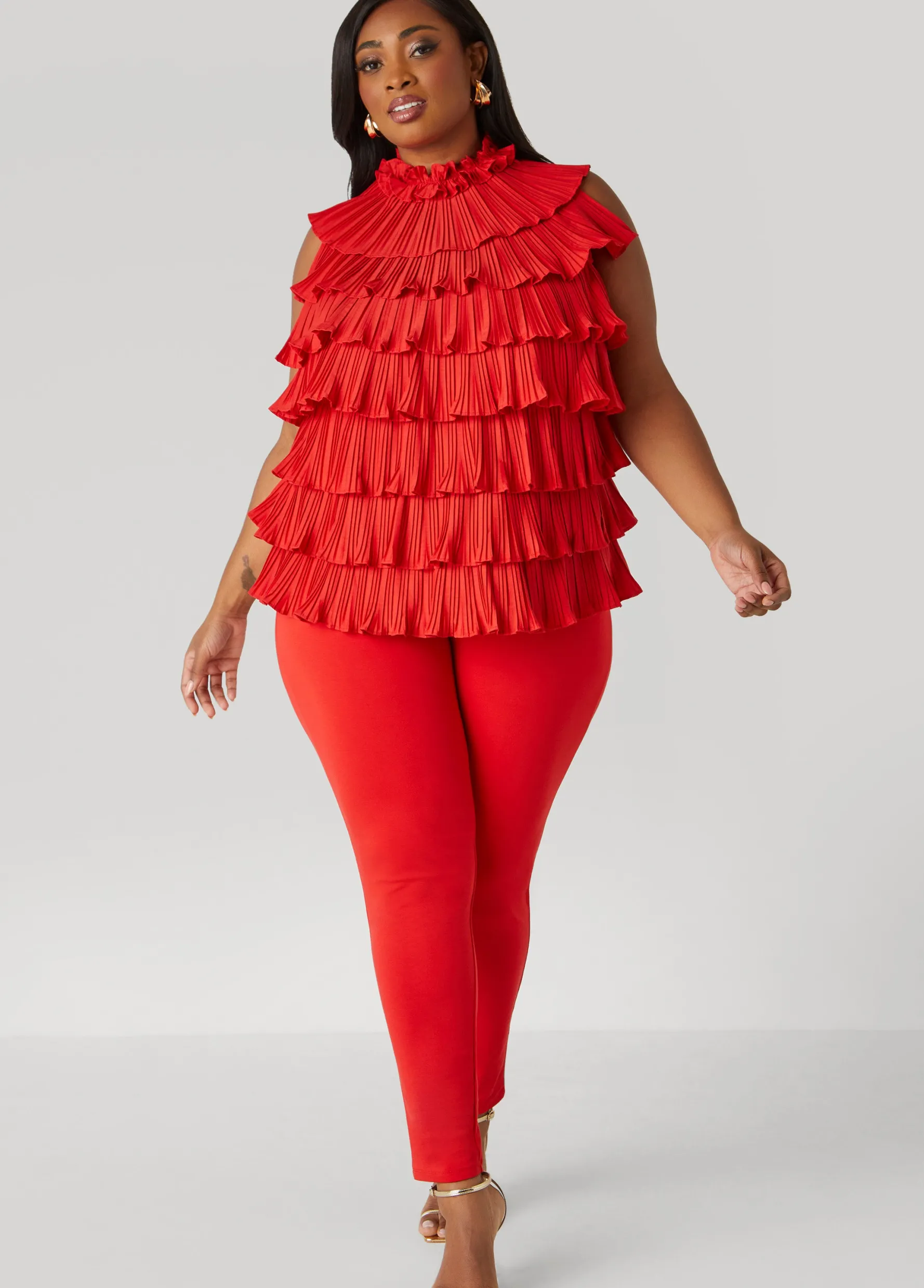 Online Ashley Stewart Tiered Ruffled Blouse