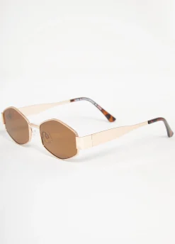 Discount Ashley Stewart Tinted Geometric Framed Sunglasses Gold