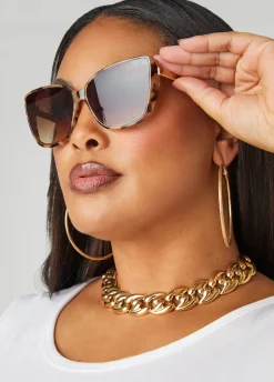 New Ashley Stewart oiseshell Cat Eye Sunglasses TORT