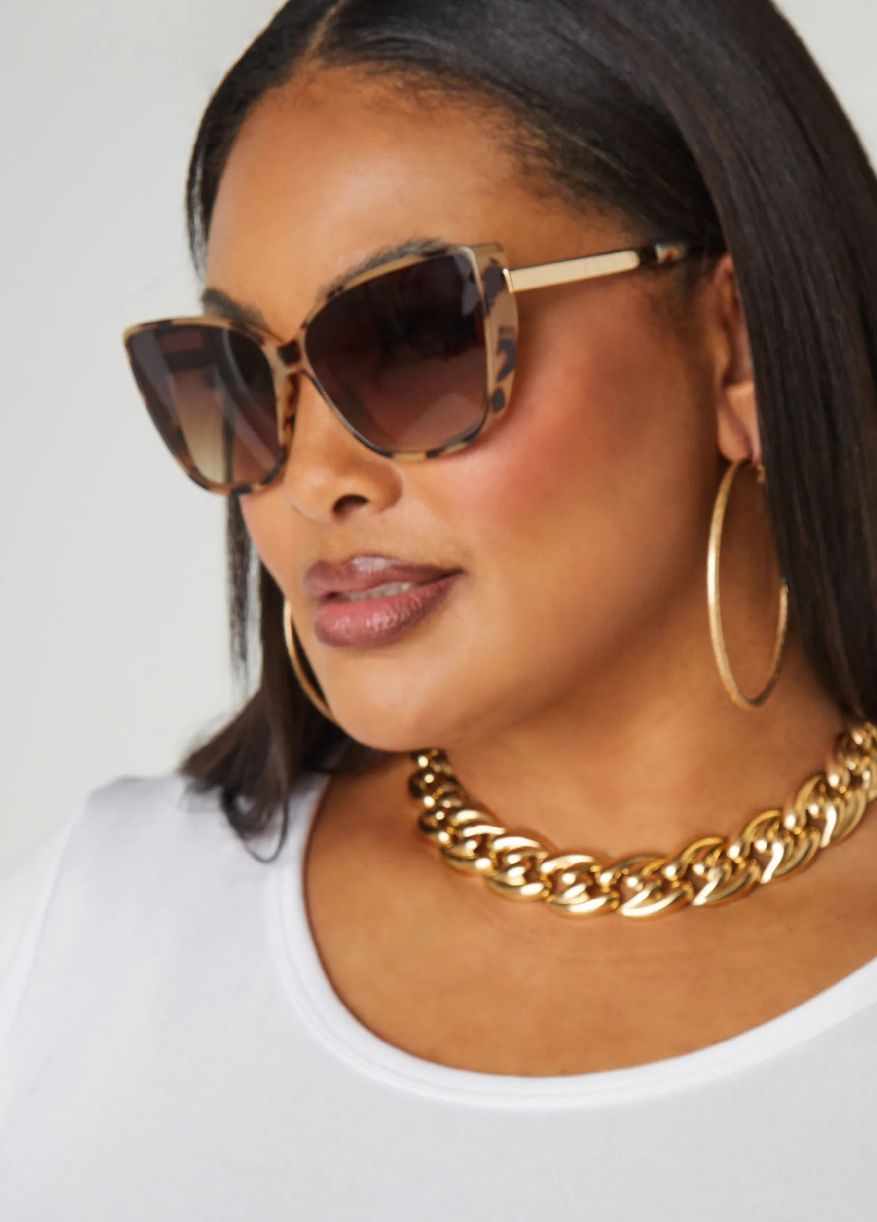 New Ashley Stewart oiseshell Cat Eye Sunglasses TORT