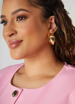 Hot Ashley Stewart Twisted Tone Hoop Earrings Gold