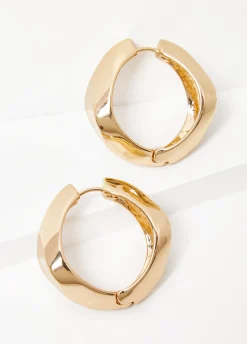 Hot Ashley Stewart Twisted Tone Hoop Earrings Gold