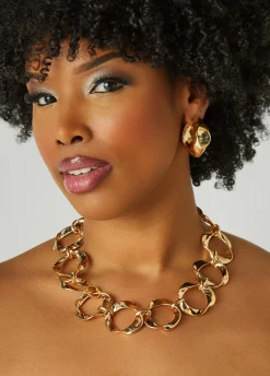Discount Ashley Stewart Twisted Ring Necklace Gold