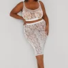 Fashion Ashley Stewart Two Piece Lace Lingerie Skirt Set White