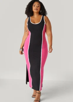 Best Ashley Stewart Two Tone Maxi Tank Dress Fandango Pink