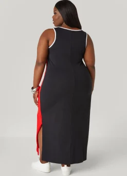 Outlet Ashley Stewart Two Tone Tank Maxi Dress Aura Orange