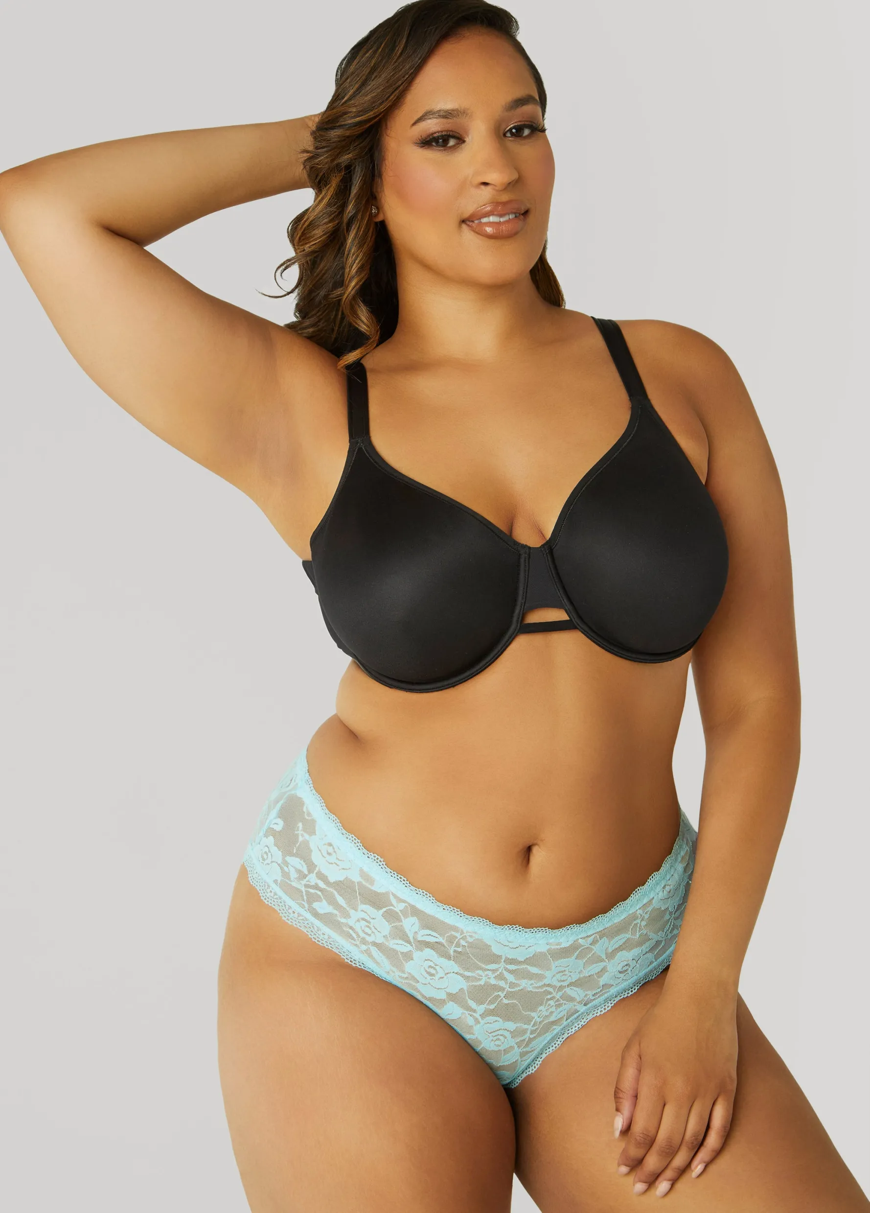 Hot Ashley Stewart Underwire Satin Minimizer Bra Black