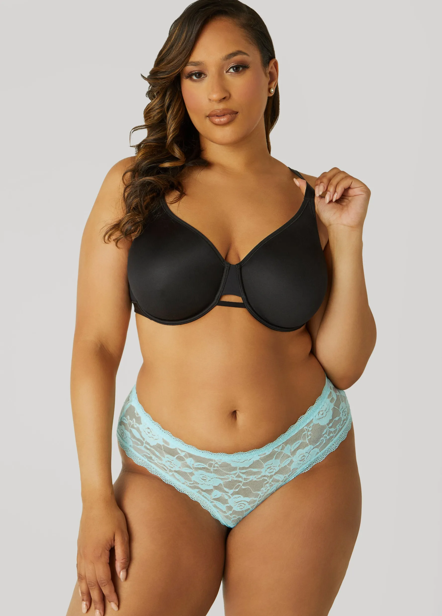 Hot Ashley Stewart Underwire Satin Minimizer Bra Black