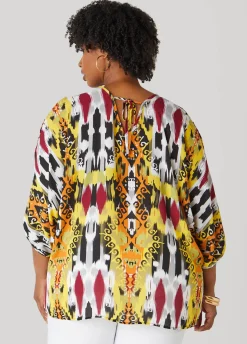 Discount Ashley Stewart V Neck Abstract Print Blouse Multi