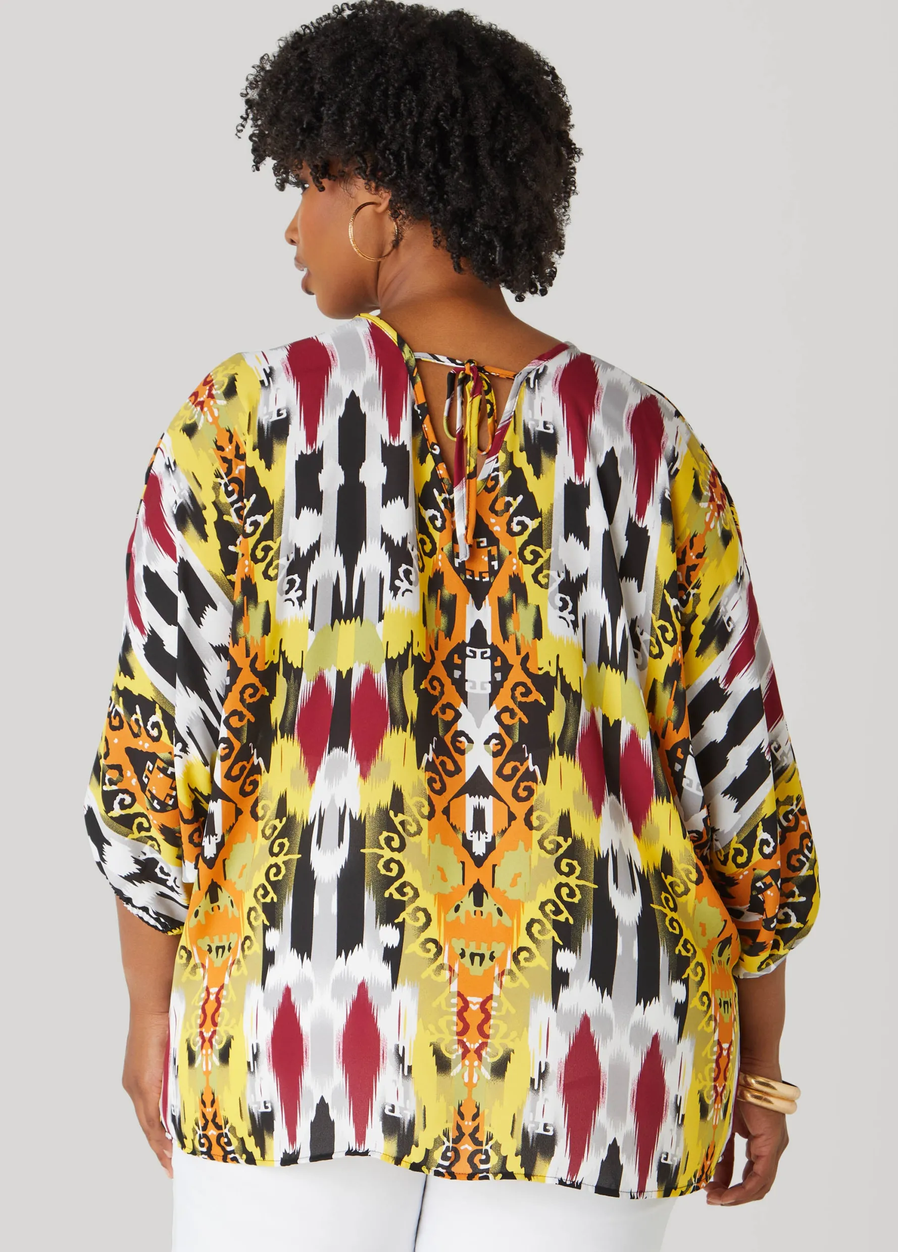 Discount Ashley Stewart V Neck Abstract Print Blouse Multi