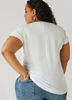 Best Ashley Stewart Vacay Applique Tee White