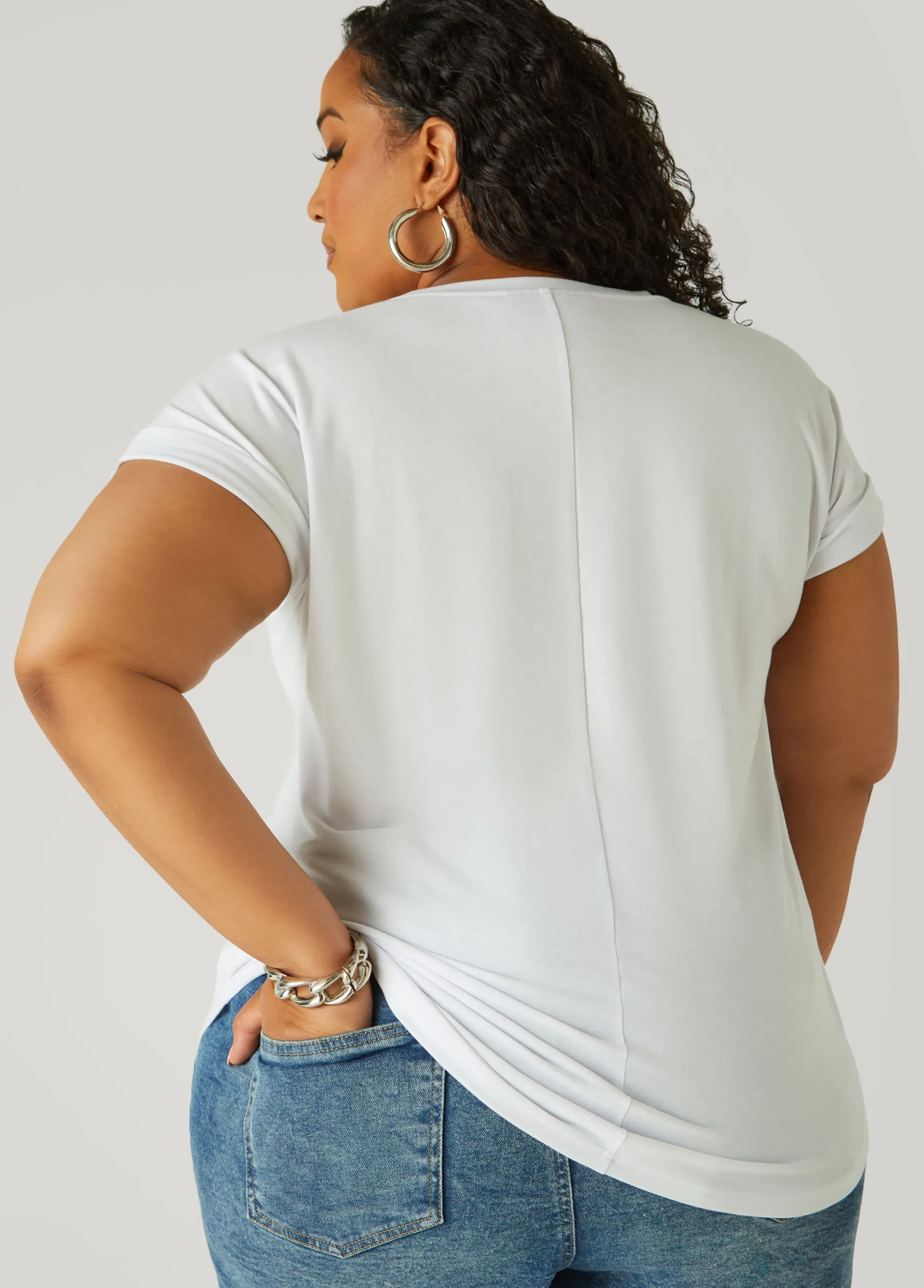 Best Ashley Stewart Vacay Applique Tee White