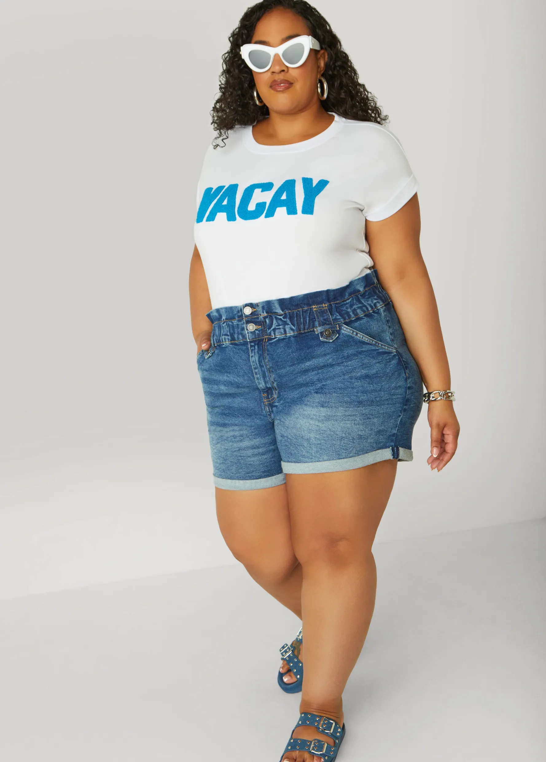 Best Ashley Stewart Vacay Applique Tee White