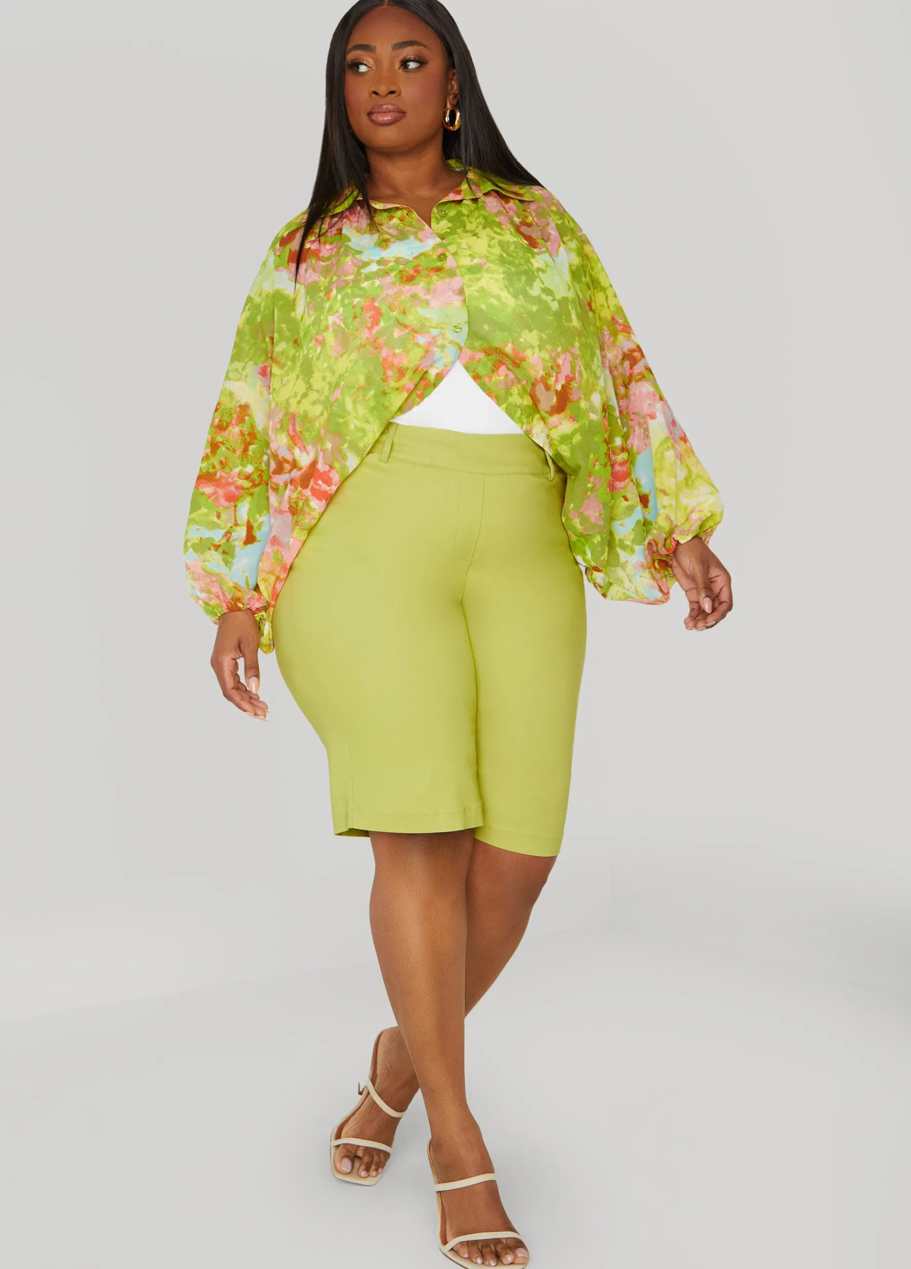 Best Ashley Stewart Watercolor Print Shrug Multi