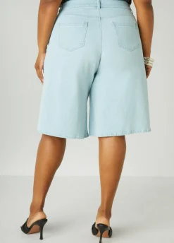 Hot Ashley Stewart Wide Leg Denim Shorts