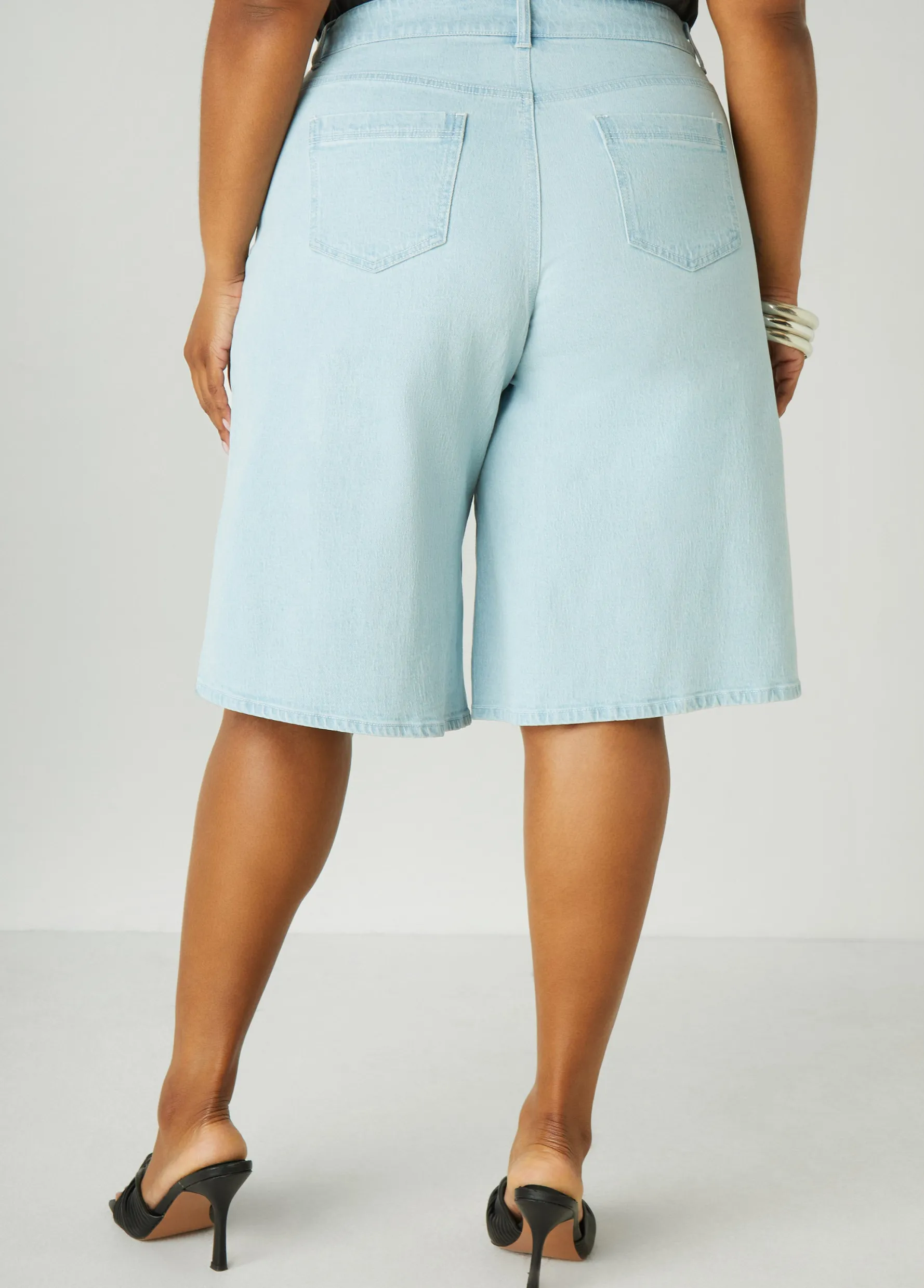 Hot Ashley Stewart Wide Leg Denim Shorts