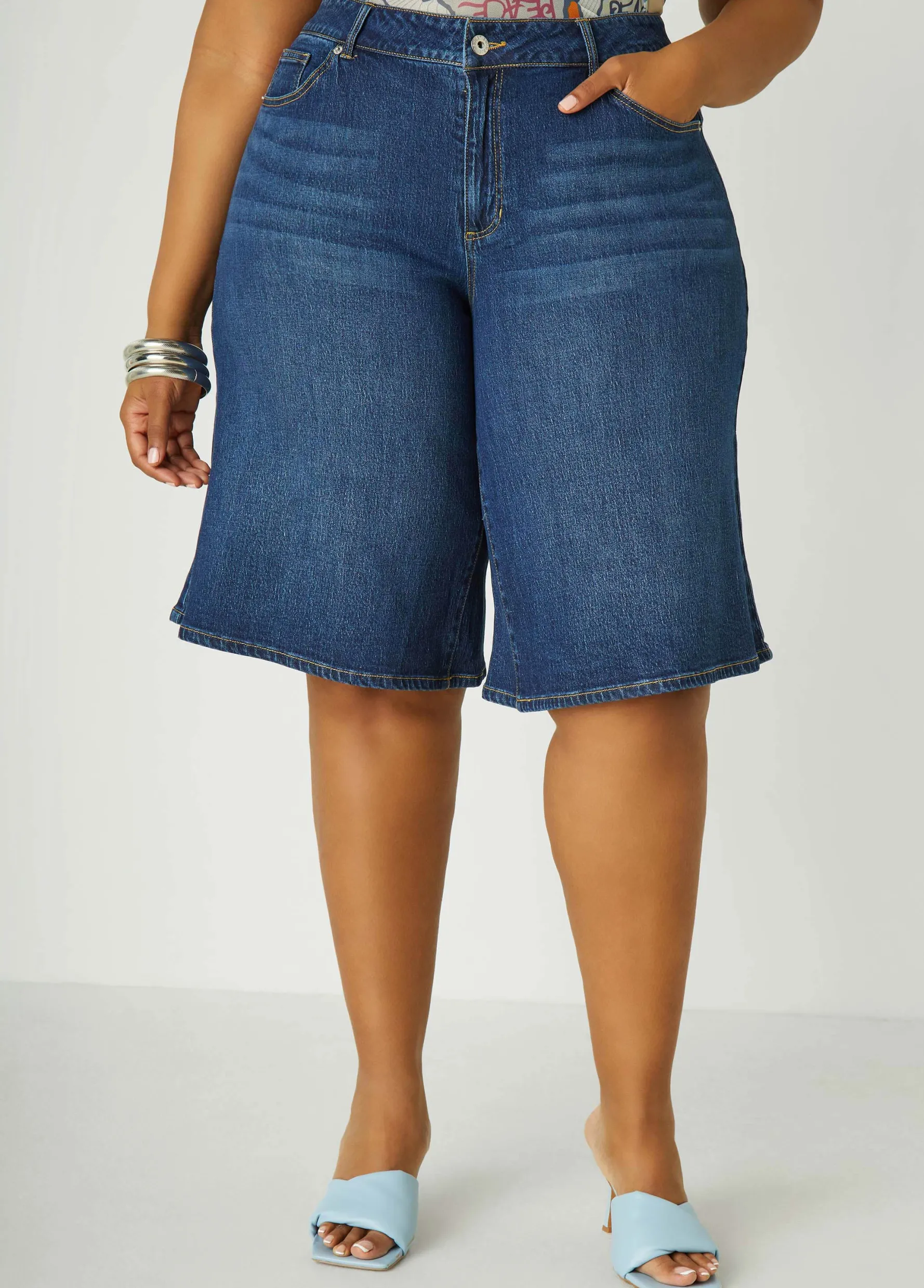 Hot Ashley Stewart Wide Leg Denim Shorts