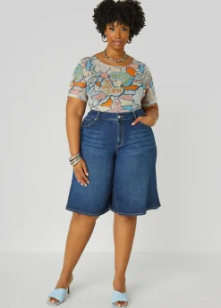 Hot Ashley Stewart Wide Leg Denim Shorts
