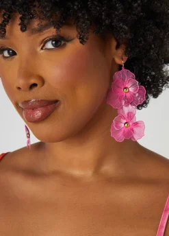 Outlet Ashley Stewart Wired Flower Earrings Fandango Pink