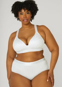 Hot Ashley Stewart Wireless Leopard Jacquard Bra White