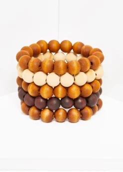 Online Ashley Stewart Wood Bead Bracelets Set Natural