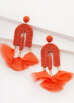 Discount Ashley Stewart Wrapped Arch And Flower Earrings Nasturtium