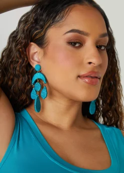 Clearance Ashley Stewart Wrapped Dangle Earrings BlueBird