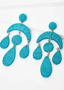 Clearance Ashley Stewart Wrapped Dangle Earrings BlueBird