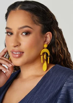 Clearance Ashley Stewart Wrapped Earrings Cyber Yellow