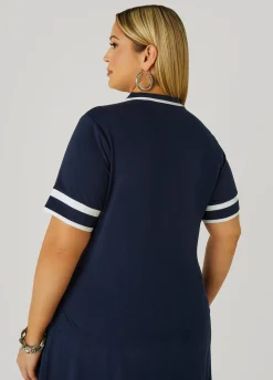 New Ashley Stewart Zip Front Polo Shirt