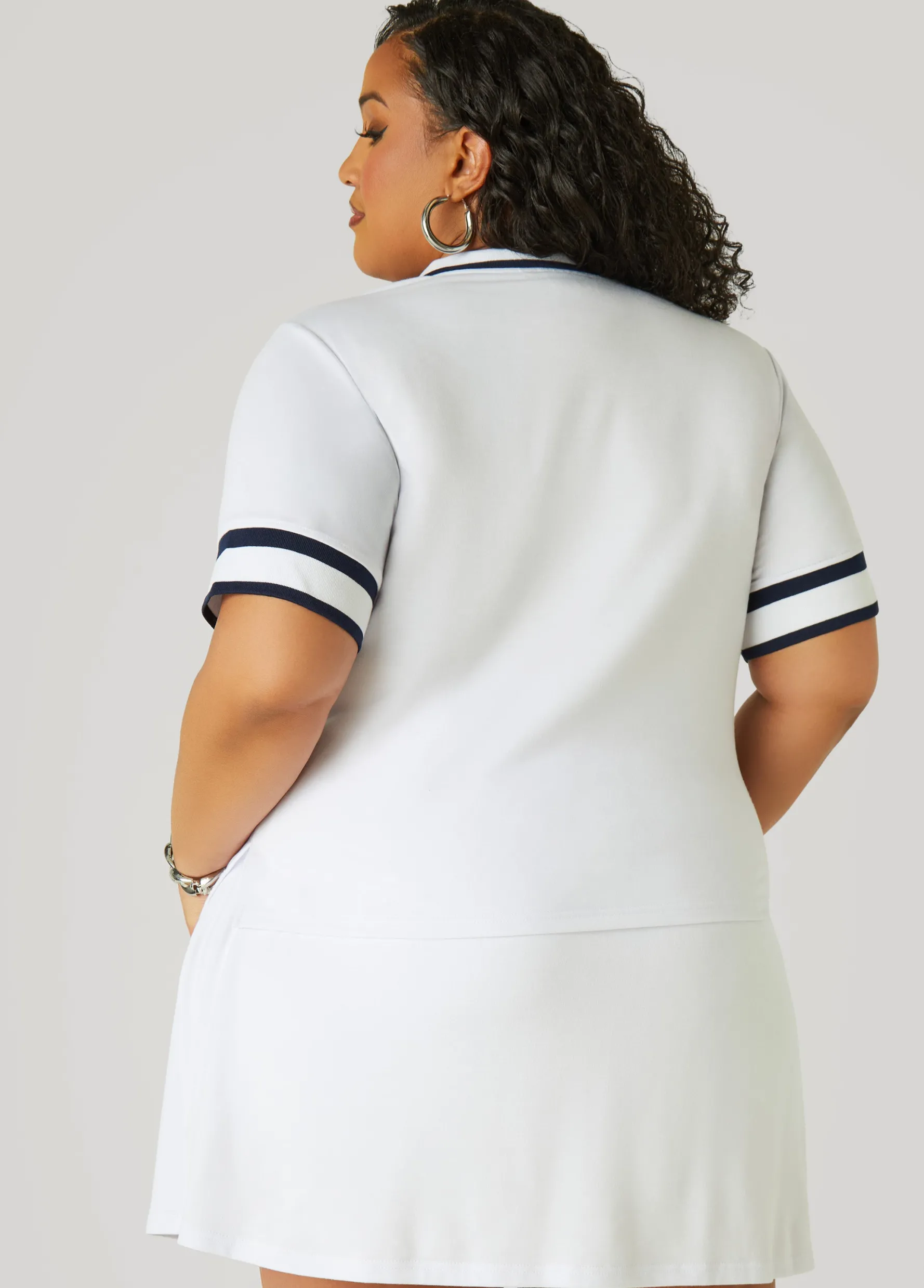 New Ashley Stewart Zip Front Polo Shirt